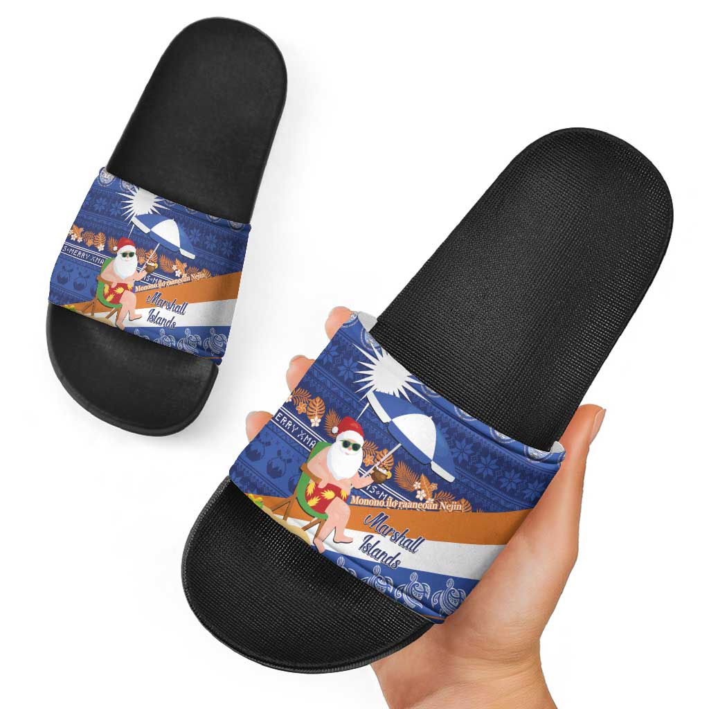 Marshall Islands Christmas Slide Sandals Beachy Santa Monono ilo raaneoan Nejin - Polynesian Pride