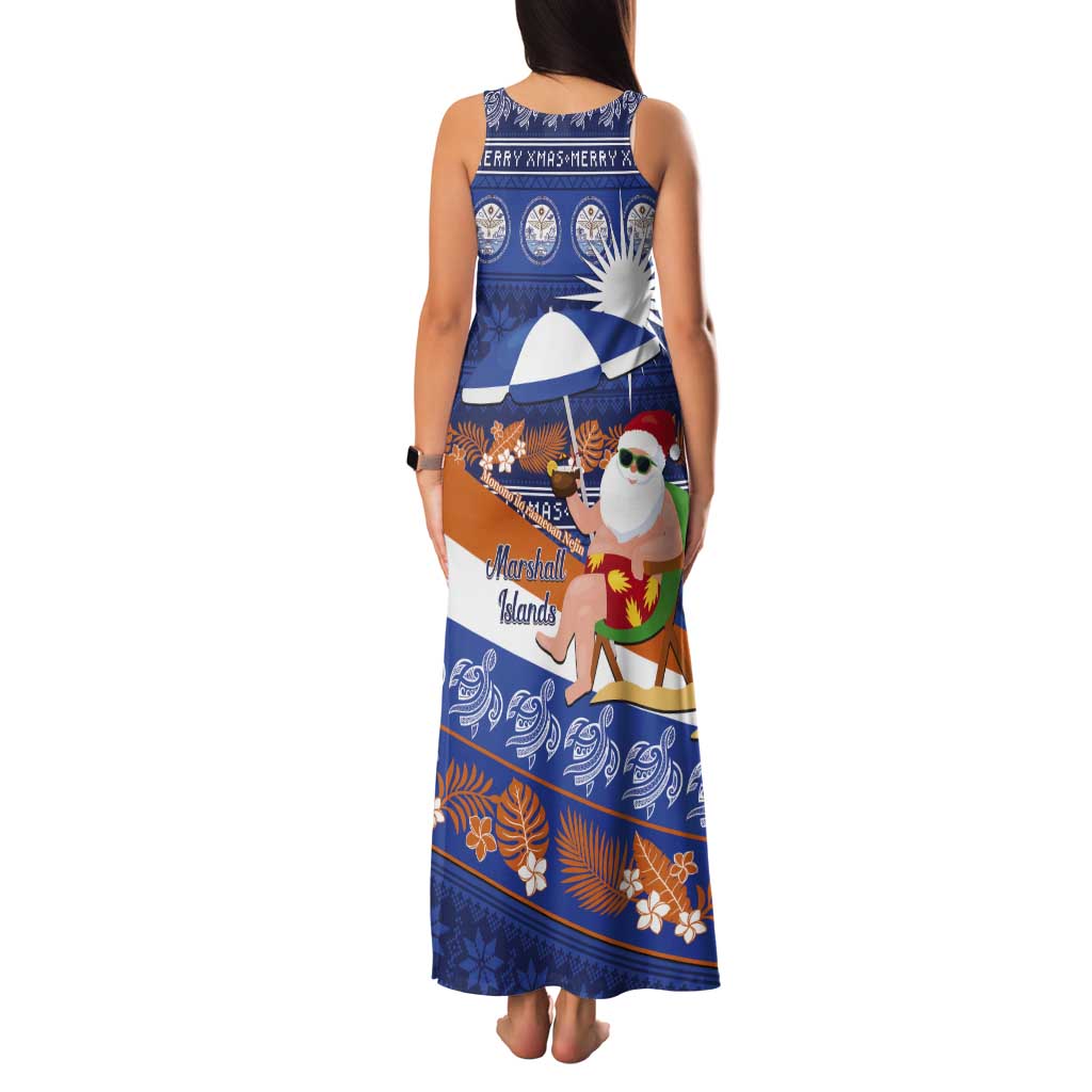 Marshall Islands Christmas Tank Maxi Dress Beachy Santa Monono ilo raaneoan Nejin LT14 - Polynesian Pride