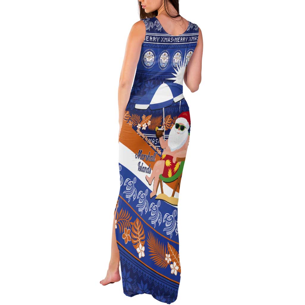 Marshall Islands Christmas Tank Maxi Dress Beachy Santa Monono ilo raaneoan Nejin LT14 - Polynesian Pride
