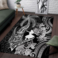 Hawaii Tribal Tiki Drum Hula Girl Area Rug LT14 Black - Polynesian Pride