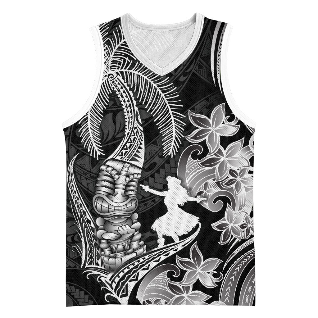 Hawaii Tribal Tiki Drum Hula Girl Basketball Jersey LT14 Unisex Black - Polynesian Pride