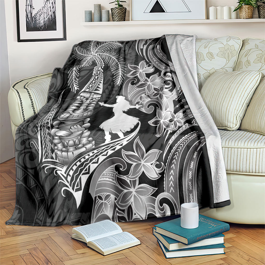 Hawaii Tribal Tiki Drum Hula Girl Blanket LT14 Black - Polynesian Pride