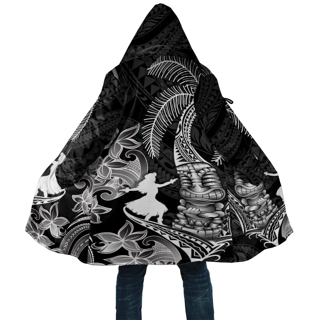 Hawaii Tribal Tiki Drum Hula Girl Cloak LT14 Unisex Black - Polynesian Pride