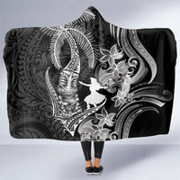 Hawaii Tribal Tiki Drum Hula Girl Hooded Blanket LT14 One Size Black - Polynesian Pride