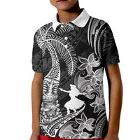 Hawaii Tribal Tiki Drum Hula Girl Kid Polo Shirt LT14 Kid Black - Polynesian Pride
