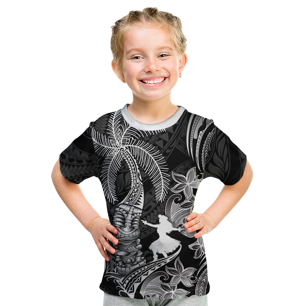 Hawaii Tribal Tiki Drum Hula Girl Kid T Shirt LT14 Black - Polynesian Pride