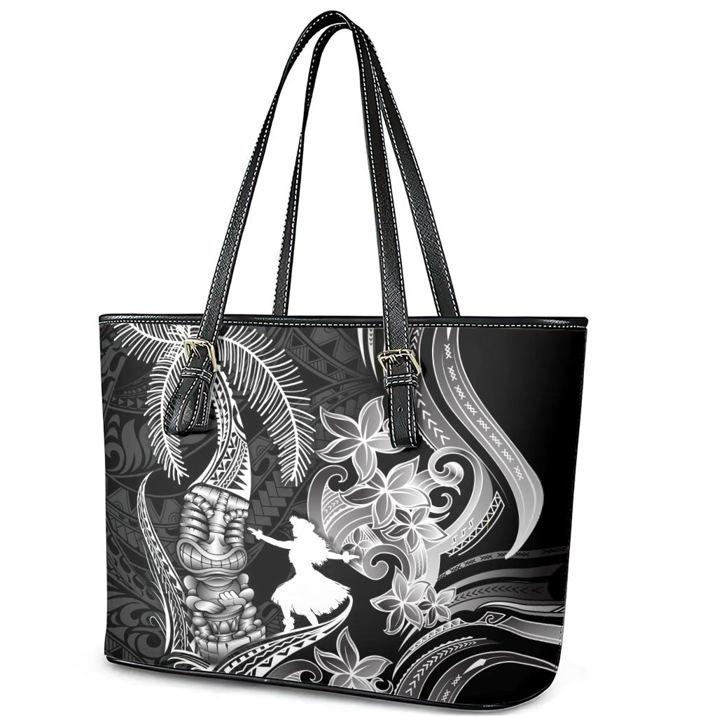 Hawaii Tribal Tiki Drum Hula Girl Leather Tote Bag LT14 - Polynesian Pride
