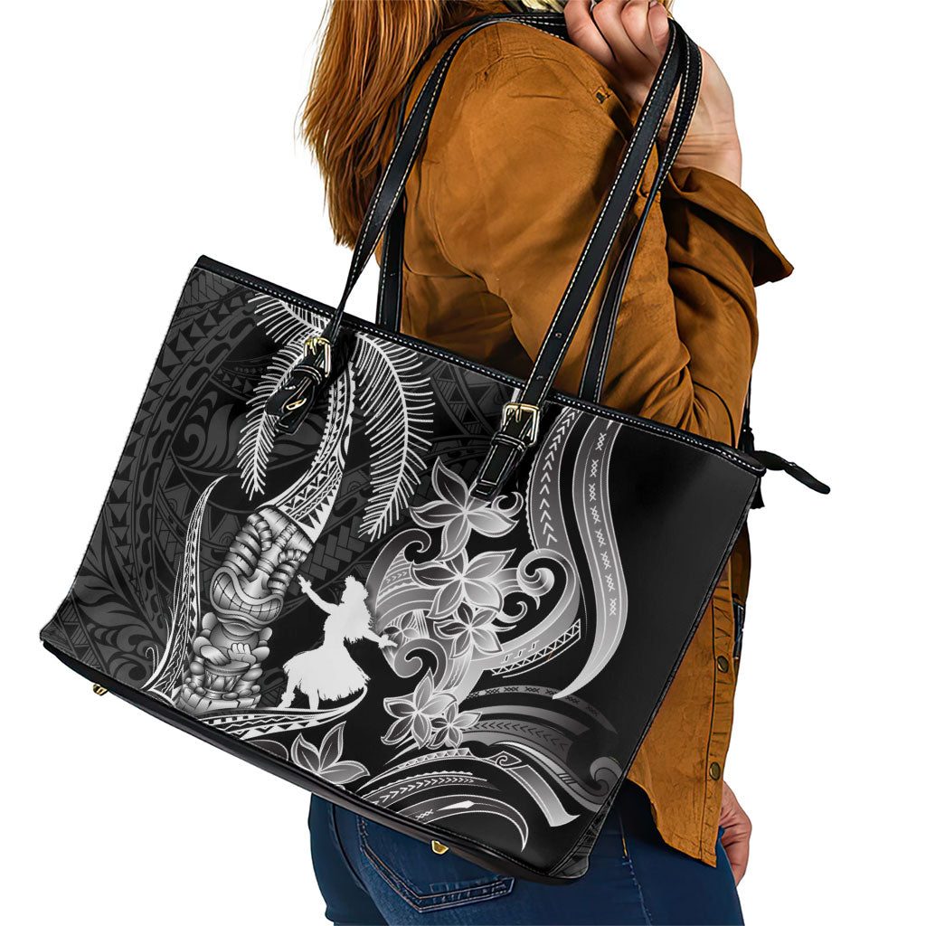 Hawaii Tribal Tiki Drum Hula Girl Leather Tote Bag LT14 - Polynesian Pride