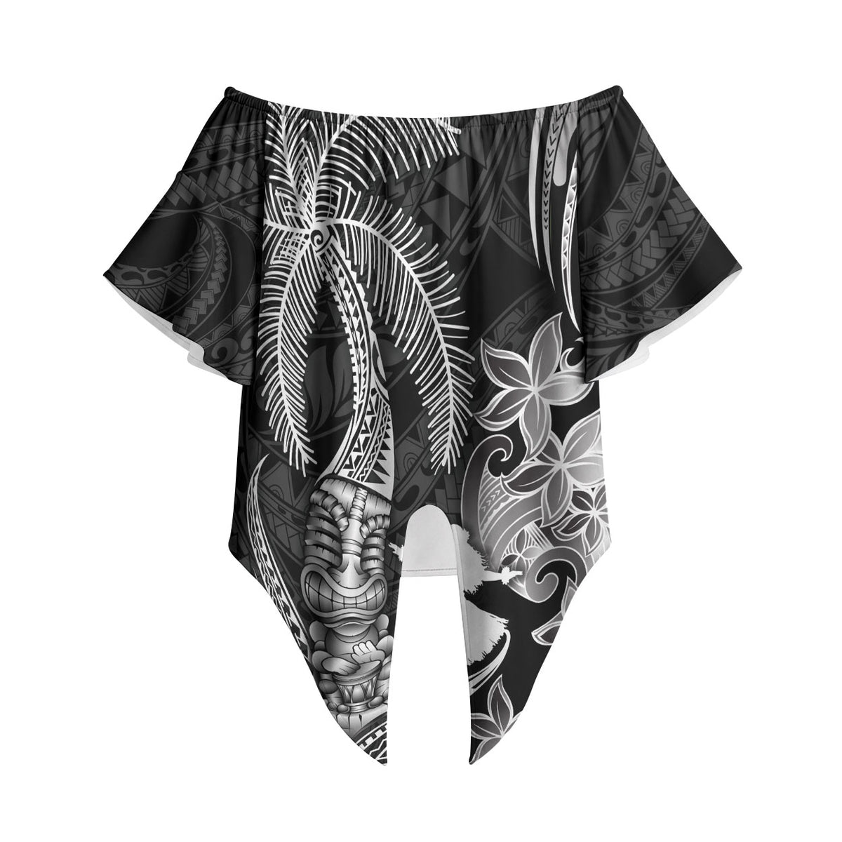 Hawaii Tribal Tiki Drum Hula Girl Off Shoulder Wrap Waist Top LT14 - Polynesian Pride