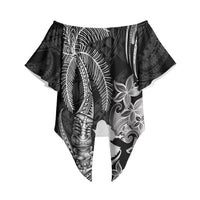 Hawaii Tribal Tiki Drum Hula Girl Off Shoulder Wrap Waist Top LT14 - Polynesian Pride