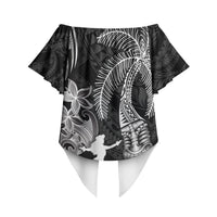 Hawaii Tribal Tiki Drum Hula Girl Off Shoulder Wrap Waist Top LT14 - Polynesian Pride
