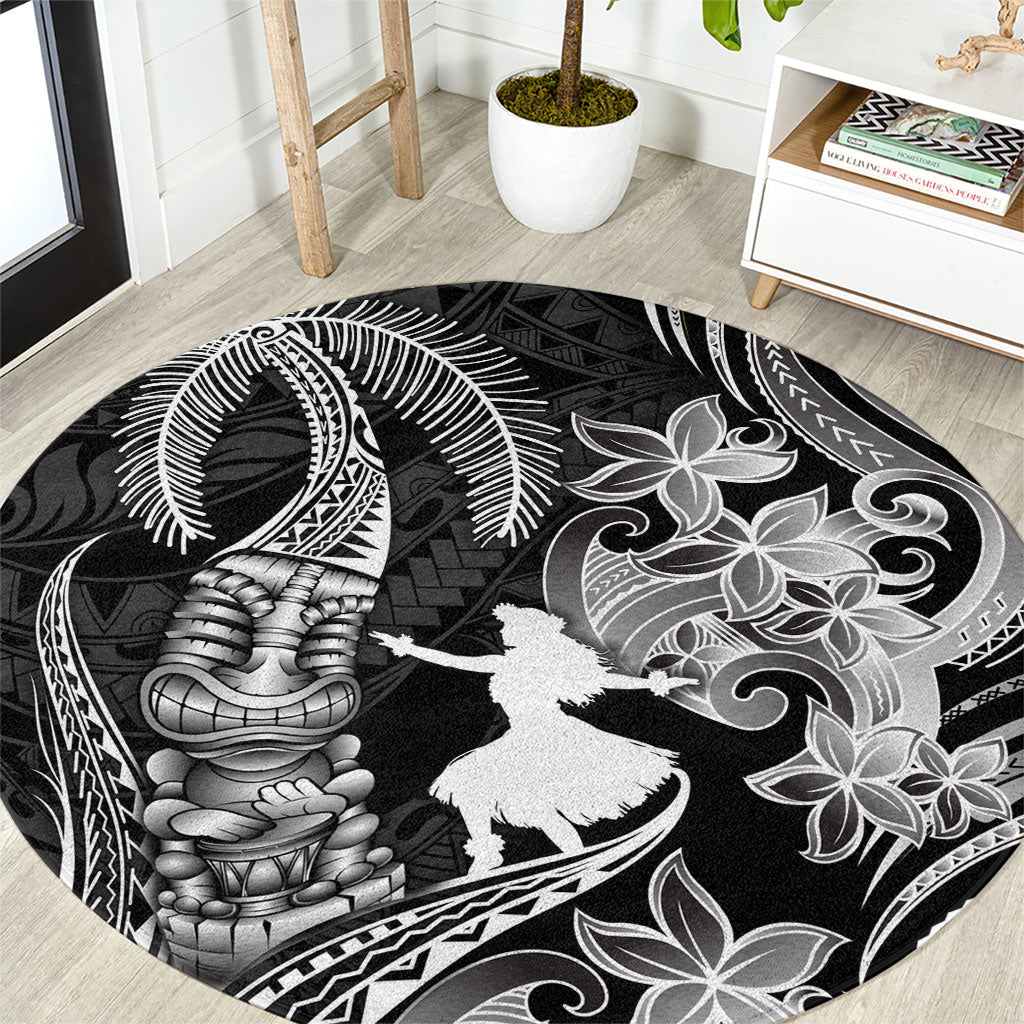 Hawaii Tribal Tiki Drum Hula Girl Round Carpet