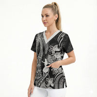 Hawaii Tribal Tiki Drum Hula Girl Scrub Top LT14 - Polynesian Pride