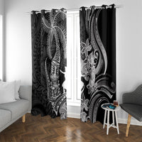 Hawaii Tribal Tiki Drum Hula Girl Window Curtain LT14 With Grommets Black - Polynesian Pride