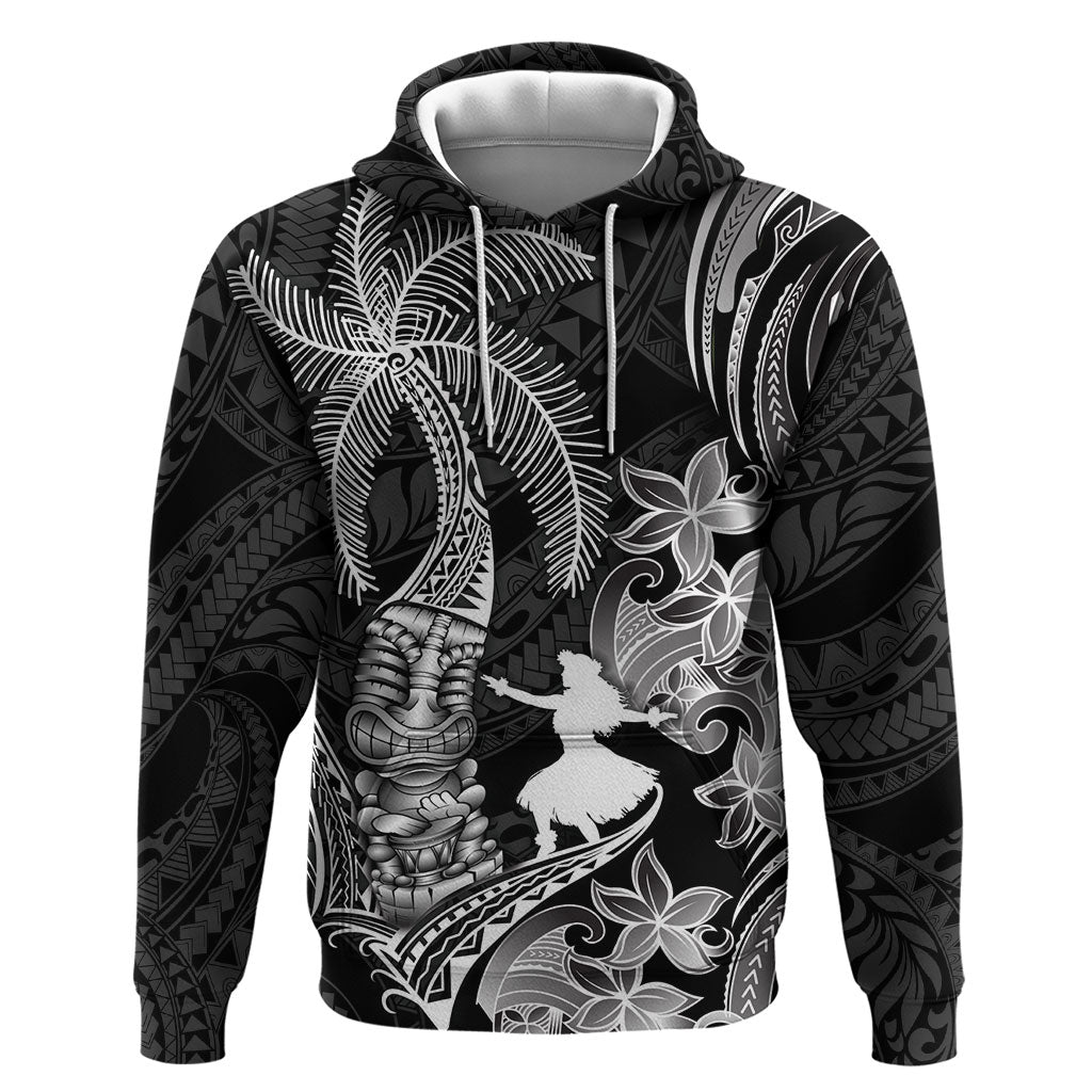 Hawaii Tribal Tiki Drum Hula Girl Zip Hoodie LT14 Pullover Hoodie Black - Polynesian Pride