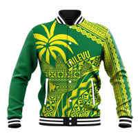 Tailevu Fiji 2026 Rugby Custom Baseball Jacket Dove Nation Fijian Tapa Pattern LT14 Unisex Green - Polynesian Pride