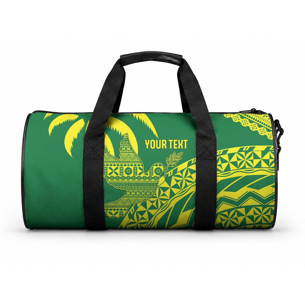 Tailevu Fiji 2026 Rugby Custom Duffle Bag Dove Nation Fijian Tapa Pattern LT14 One size Green - Polynesian Pride