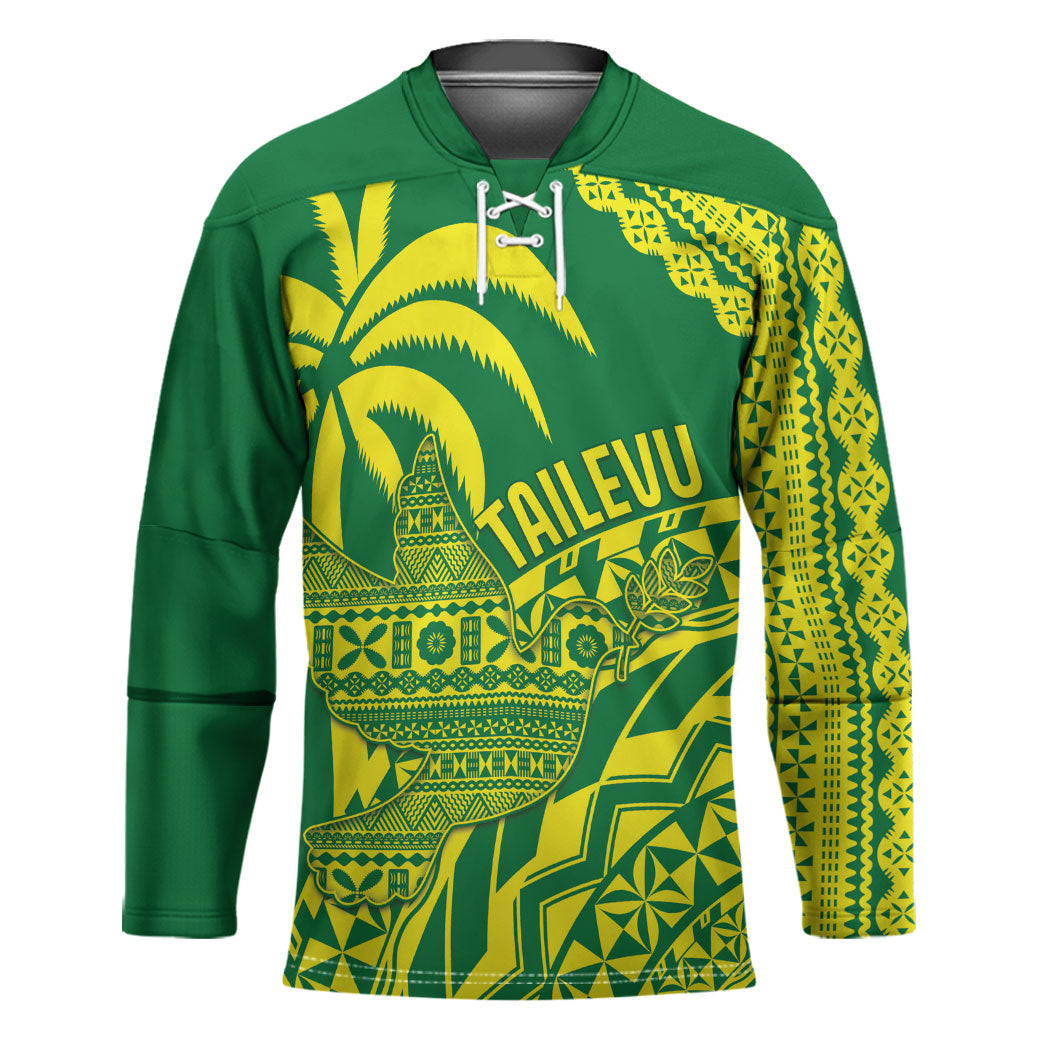 Tailevu Fiji 2026 Rugby Custom Hockey Jersey Dove Nation Fijian Tapa Pattern LT14 Unisex Green - Polynesian Pride