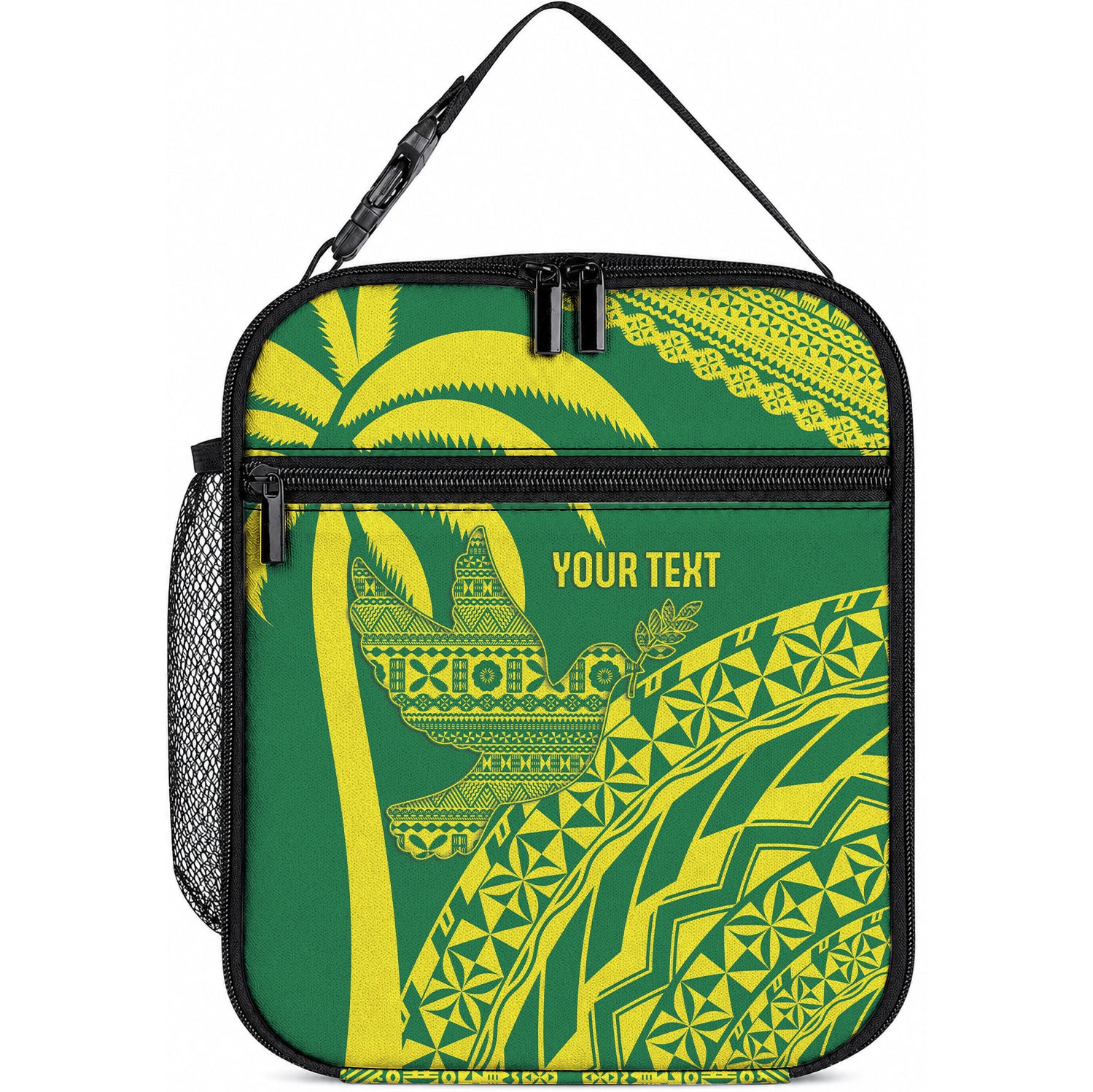 Tailevu Fiji 2026 Rugby Custom Lunch Bag Dove Nation Fijian Tapa Pattern LT14 10.2 × 8.3 × 4.3 inch Green - Polynesian Pride