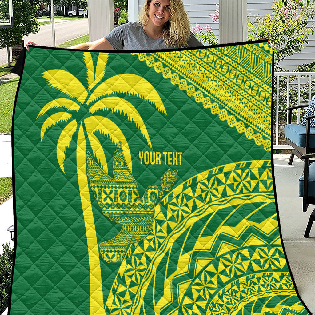 Tailevu Fiji 2026 Rugby Custom Quilt Dove Nation Fijian Tapa Pattern LT14 Green - Polynesian Pride