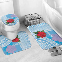 Suva Fiji 2026 Rugby Custom Bathroom Set Hibiscus Fijian Tapa Pattern LT14 Mat Set Only (3 pcs) One Size Blue - Polynesian Pride