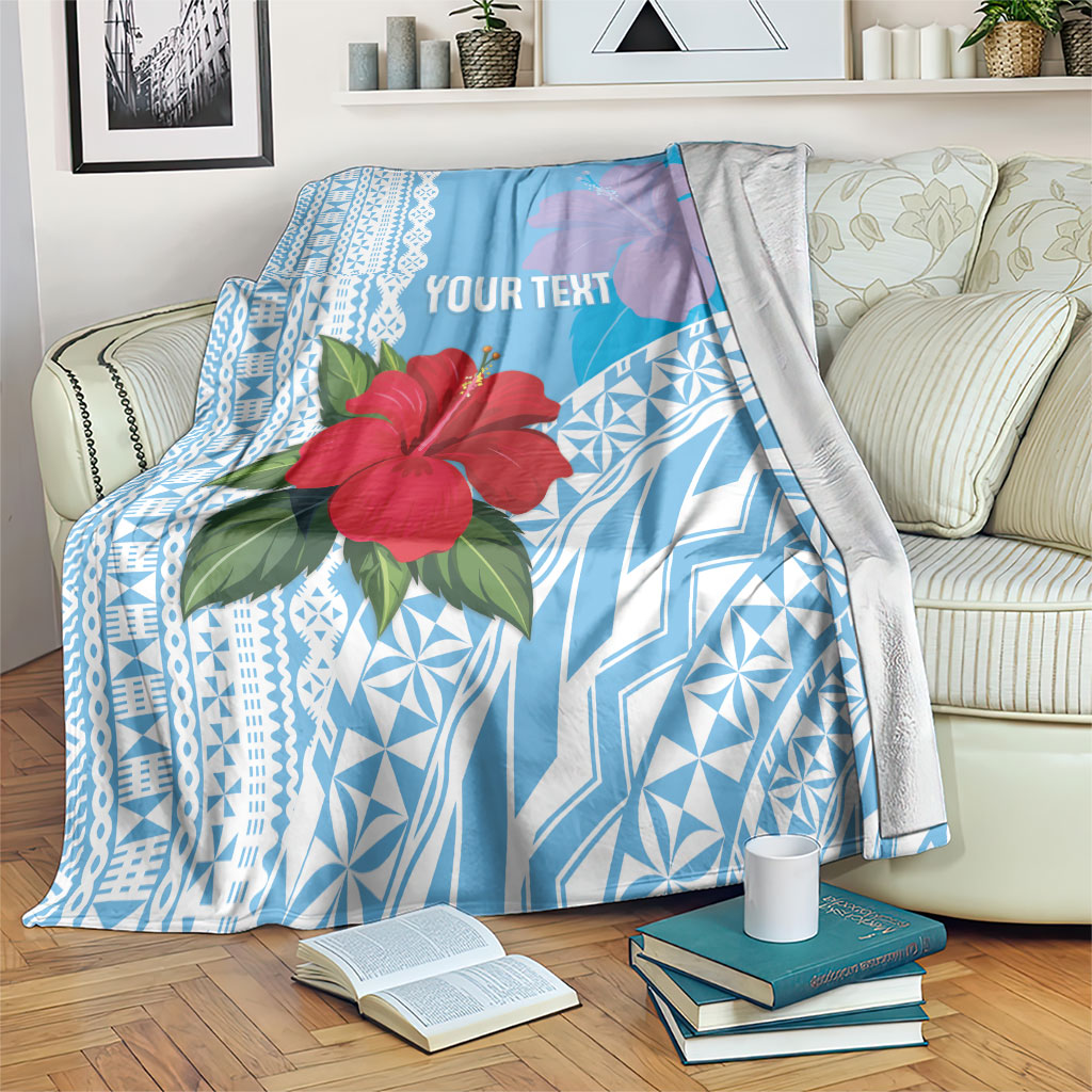 Suva Fiji 2026 Rugby Custom Blanket Hibiscus Fijian Tapa Pattern LT14 Blue - Polynesian Pride