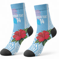Suva Fiji 2026 Rugby Custom Crew Socks Hibiscus Fijian Tapa Pattern LT14 - Polynesian Pride