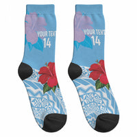 Suva Fiji 2026 Rugby Custom Crew Socks Hibiscus Fijian Tapa Pattern LT14 - Polynesian Pride