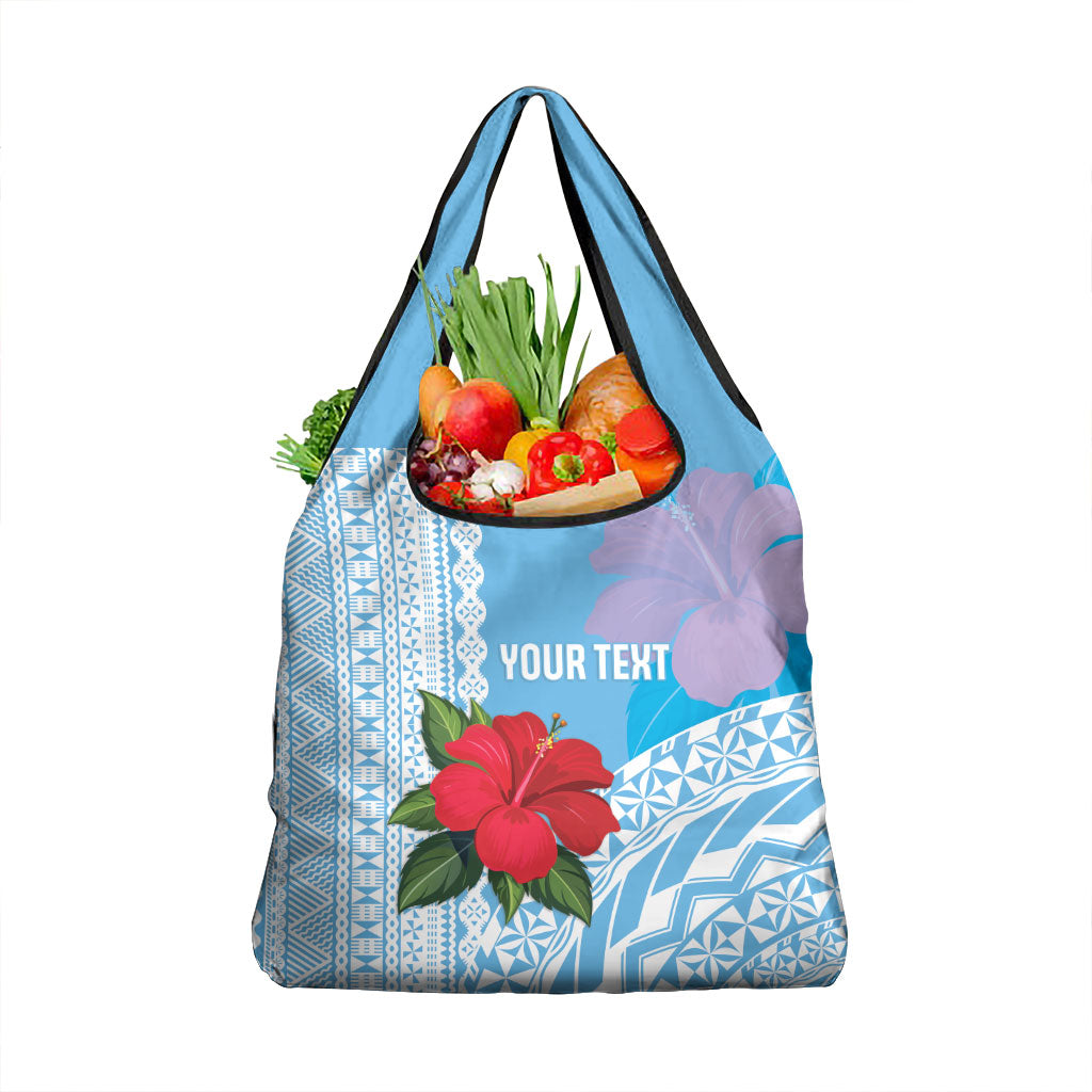 Suva Fiji 2026 Rugby Custom Grocery Bag Hibiscus Fijian Tapa Pattern LT14 1-pack One Size Blue - Polynesian Pride