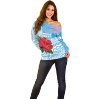 Suva Fiji 2026 Rugby Custom Off Shoulder Sweater Hibiscus Fijian Tapa Pattern LT14 - Polynesian Pride