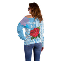 Suva Fiji 2026 Rugby Custom Off Shoulder Sweater Hibiscus Fijian Tapa Pattern LT14 - Polynesian Pride