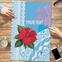Suva Fiji 2026 Rugby Custom Puzzle Hibiscus Fijian Tapa Pattern LT14 Blue - Polynesian Pride