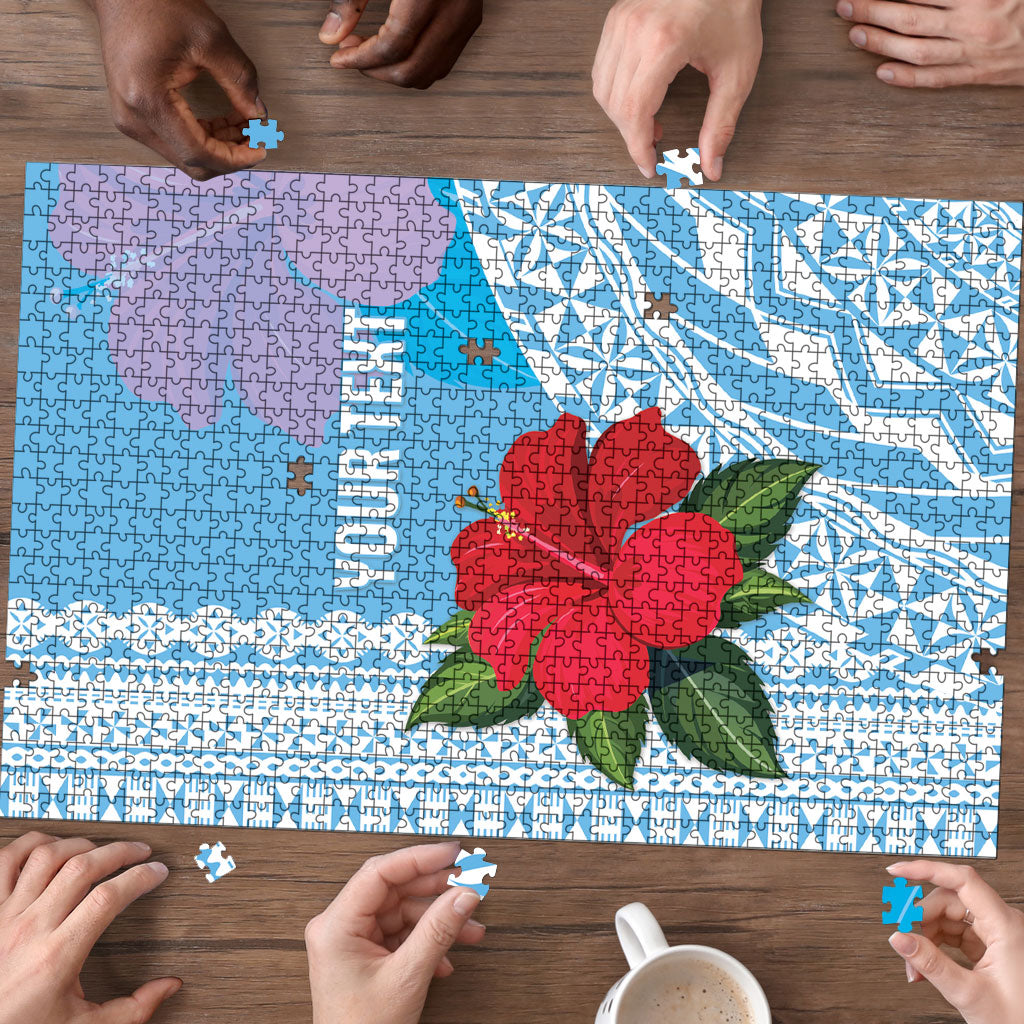 Suva Fiji 2026 Rugby Custom Puzzle Hibiscus Fijian Tapa Pattern LT14 - Polynesian Pride