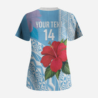 Suva Fiji 2026 Rugby Custom Scrub Top Hibiscus Fijian Tapa Pattern LT14 - Polynesian Pride
