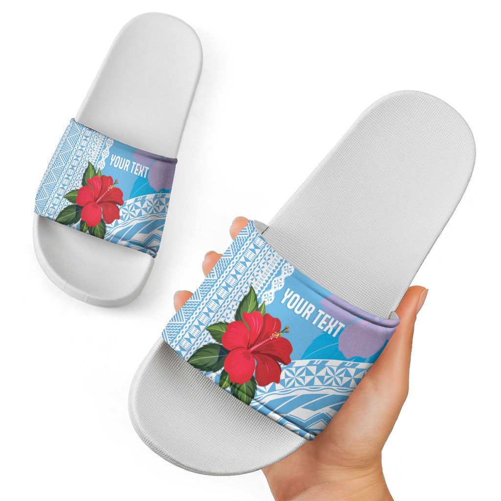 Suva Fiji 2026 Rugby Custom Slide Sandals Hibiscus Fijian Tapa Pattern LT14 - Polynesian Pride