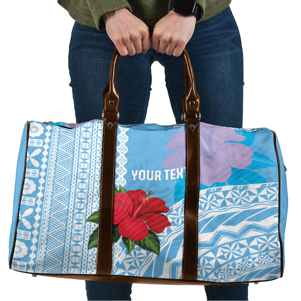 Suva Fiji 2026 Rugby Custom Travel Bag Hibiscus Fijian Tapa Pattern LT14 Blue - Polynesian Pride