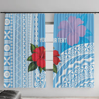 Suva Fiji 2026 Rugby Custom Window Curtain Hibiscus Fijian Tapa Pattern LT14 With Hooks Blue - Polynesian Pride