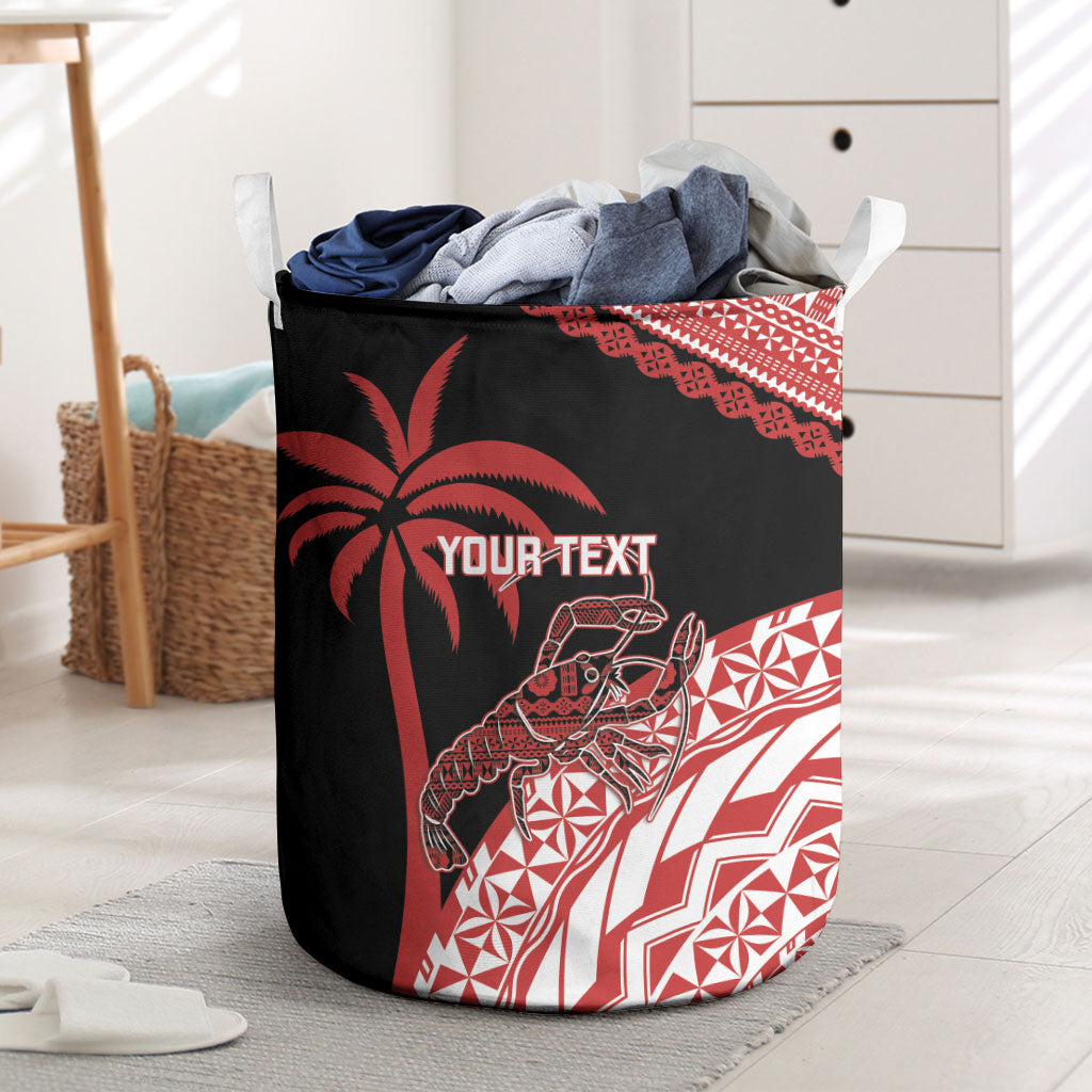 Rewa Fiji 2026 Rugby Custom Laundry Basket Ura Prawn Fijian Tapa Pattern LT14 Red - Polynesian Pride