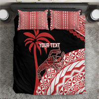 Rewa Fiji 2026 Rugby Custom Bedding Set Ura Prawn Fijian Tapa Pattern LT14 Red - Polynesian Pride