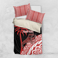 Rewa Fiji 2026 Rugby Custom Bedding Set Ura Prawn Fijian Tapa Pattern LT14 US Twin 172cm x 218cm Red - Polynesian Pride