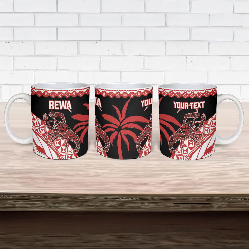 Rewa Fiji 2026 Rugby Custom Ceramic Mug Ura Prawn Fijian Tapa Pattern LT14 - Polynesian Pride