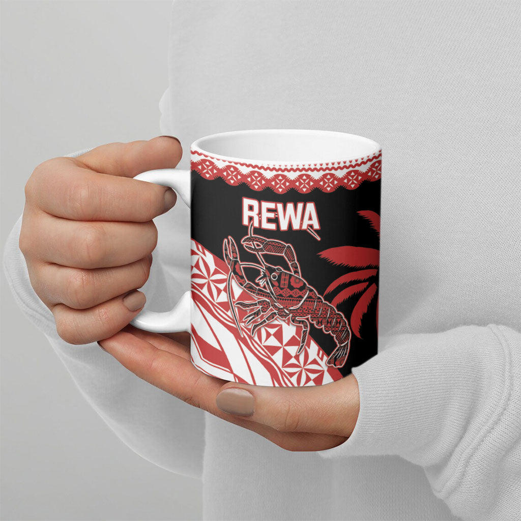 Rewa Fiji 2026 Rugby Custom Ceramic Mug Ura Prawn Fijian Tapa Pattern LT14 - Polynesian Pride