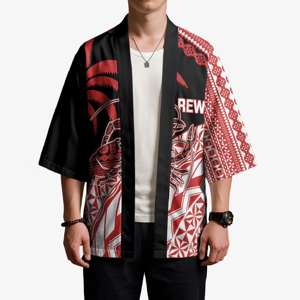Rewa Fiji 2026 Rugby Custom Kimono Ura Prawn Fijian Tapa Pattern LT14 - Polynesian Pride