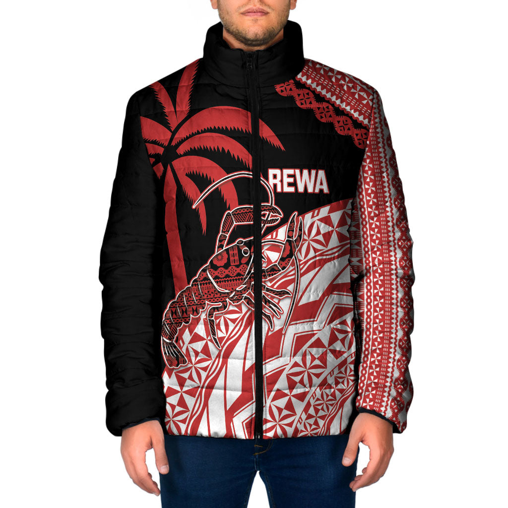 Rewa Fiji 2026 Rugby Custom Padded Jacket Ura Prawn Fijian Tapa Pattern LT14 Men Red - Polynesian Pride