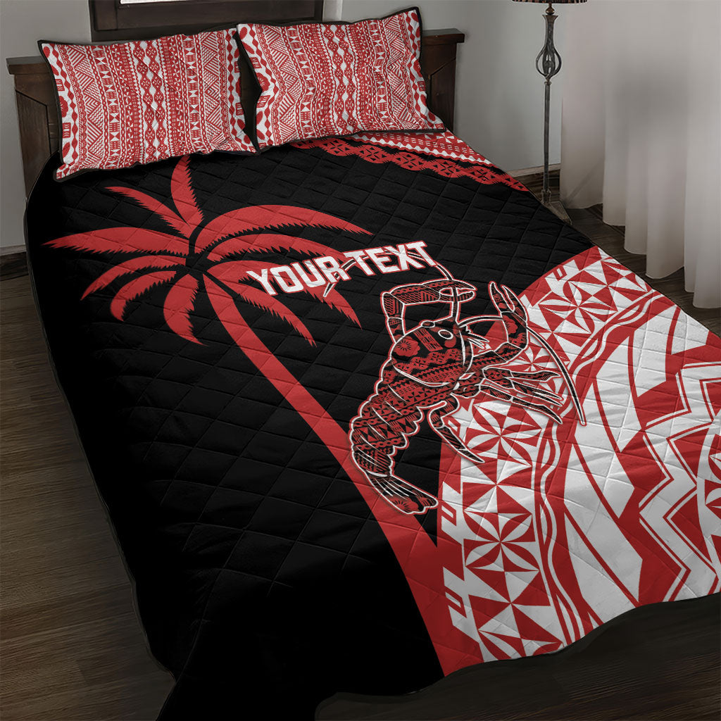 Rewa Fiji 2026 Rugby Custom Quilt Bed Set Ura Prawn Fijian Tapa Pattern LT14 Red - Polynesian Pride