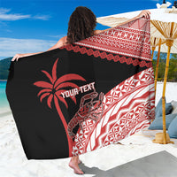 Rewa Fiji 2026 Rugby Custom Sarong Ura Prawn Fijian Tapa Pattern LT14 One Size 44 x 66 inches Red - Polynesian Pride