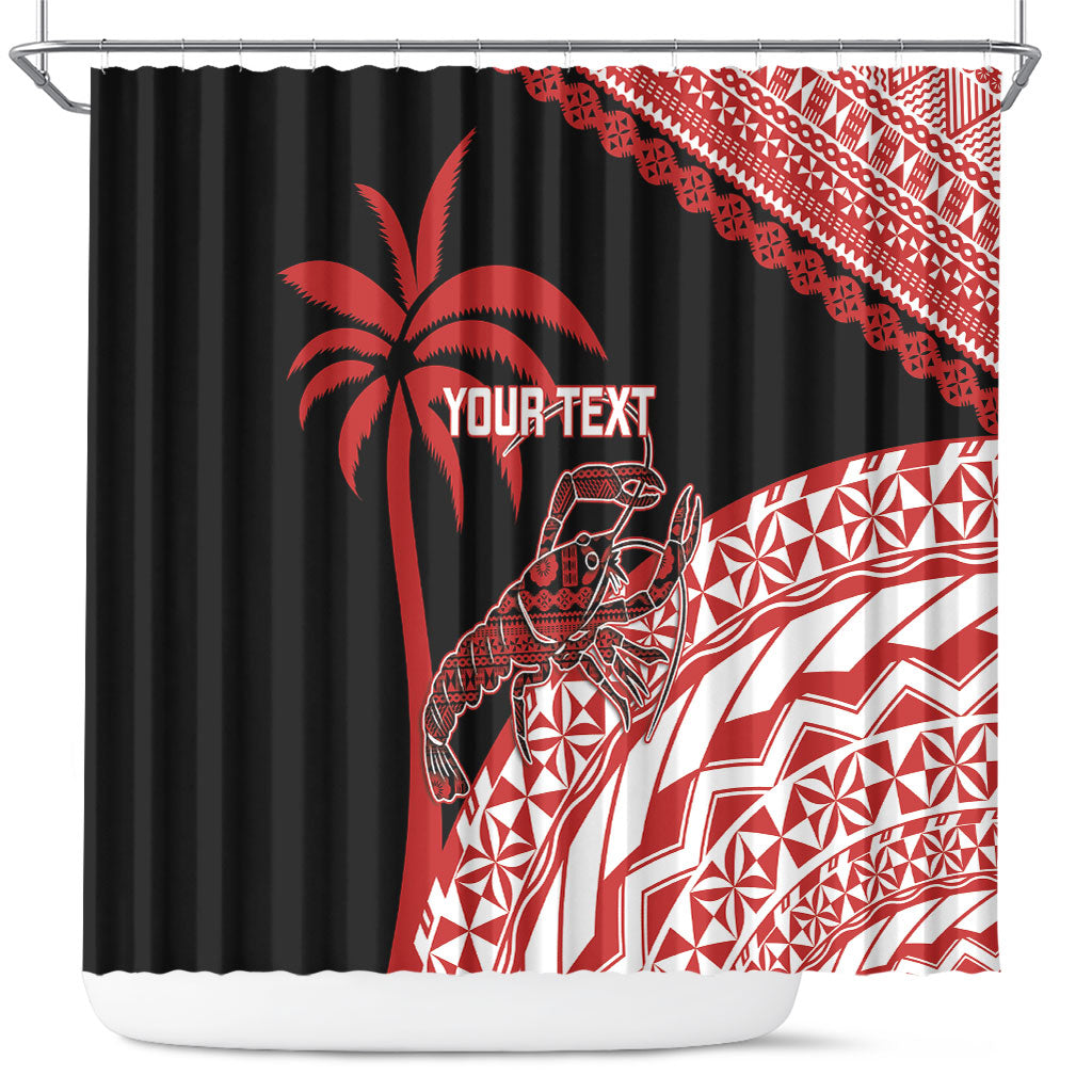 Rewa Fiji 2026 Rugby Custom Shower Curtain Ura Prawn Fijian Tapa Pattern LT14 Red - Polynesian Pride