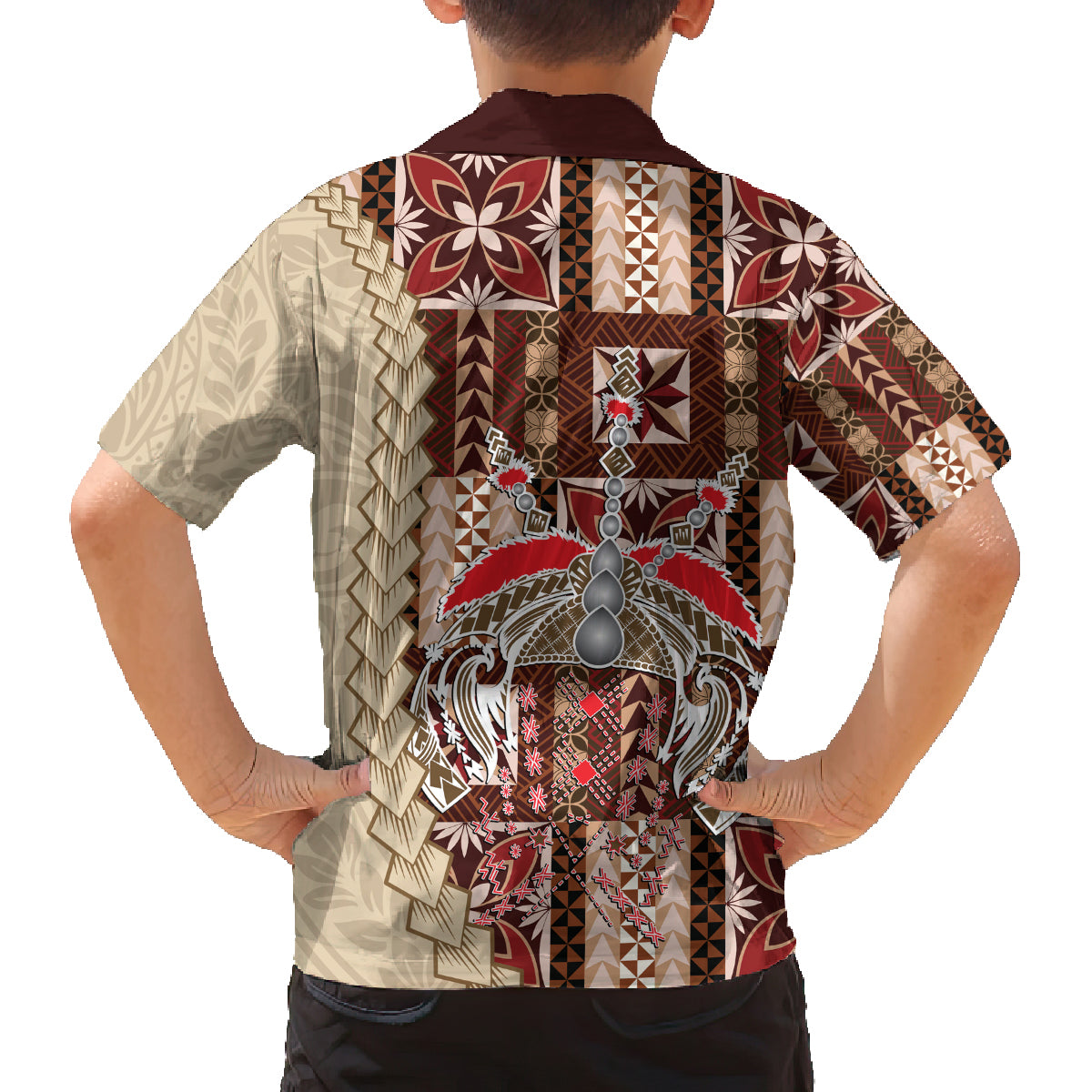 Samoa Tapau Family Matching Long Sleeve Bodycon Dress and Hawaiian Shirt Samoan Siapo Pattern LT14 - Polynesian Pride