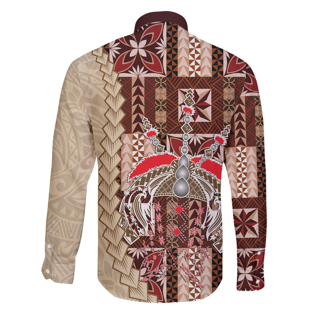 Samoa Tapau Family Matching Off Shoulder Long Sleeve Dress and Hawaiian Shirt Samoan Siapo Pattern LT14 - Polynesian Pride