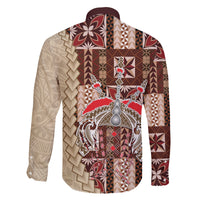Samoa Tapau Family Matching Off Shoulder Long Sleeve Dress and Hawaiian Shirt Samoan Siapo Pattern LT14 - Polynesian Pride